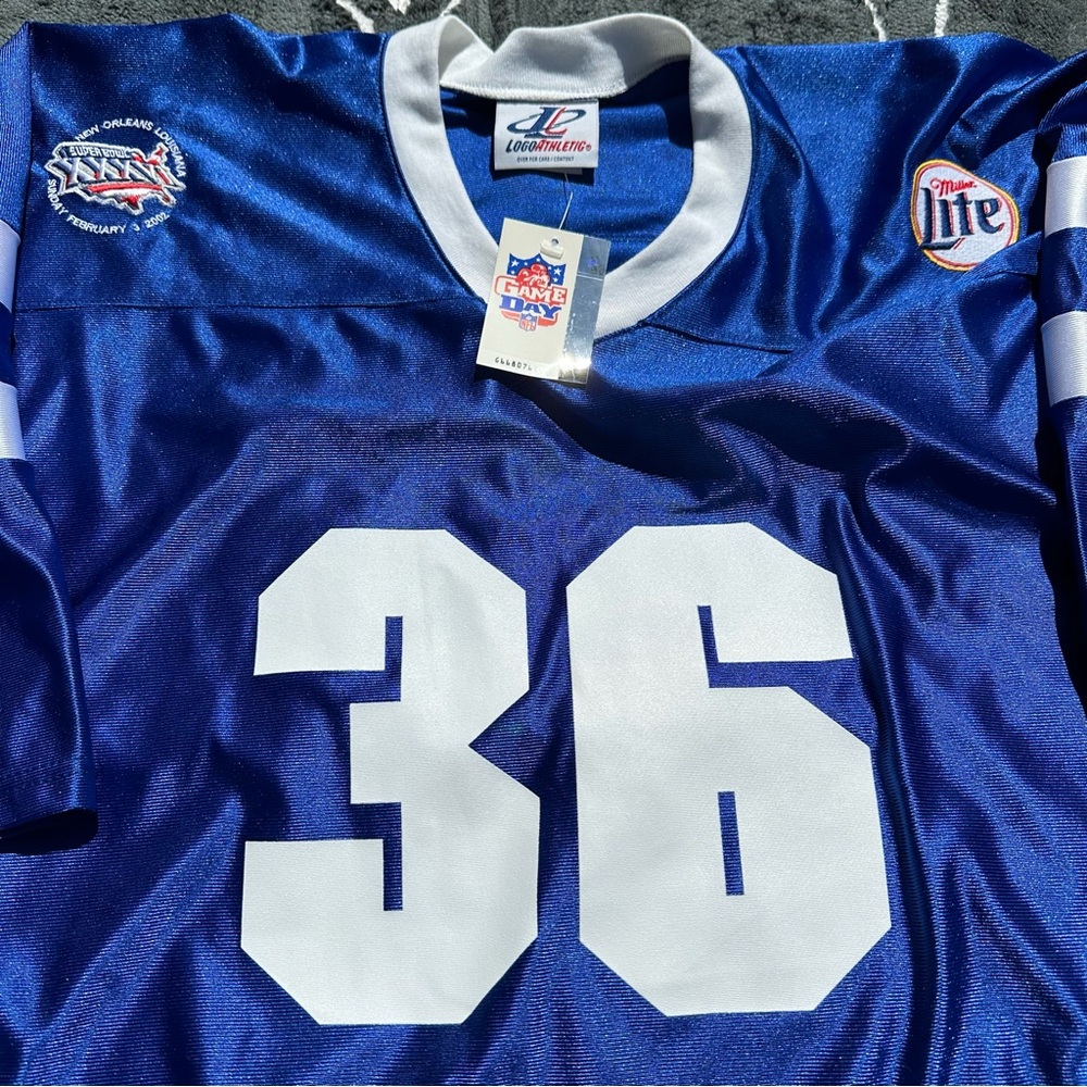 Vintage Super Bowl XXXVI 2002 Football Jersey Blue Logo‎ Athletic Adult XL NWT